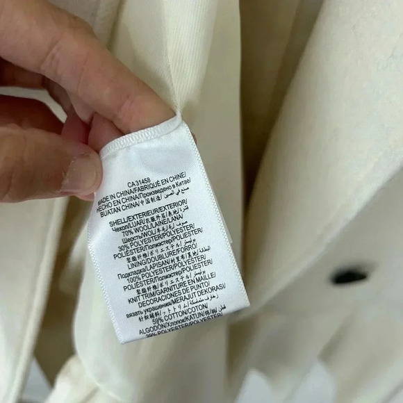 BCBG Maxazria wool Ivory Talia Pea Coat peplum Size XS - Picture 13 of 14